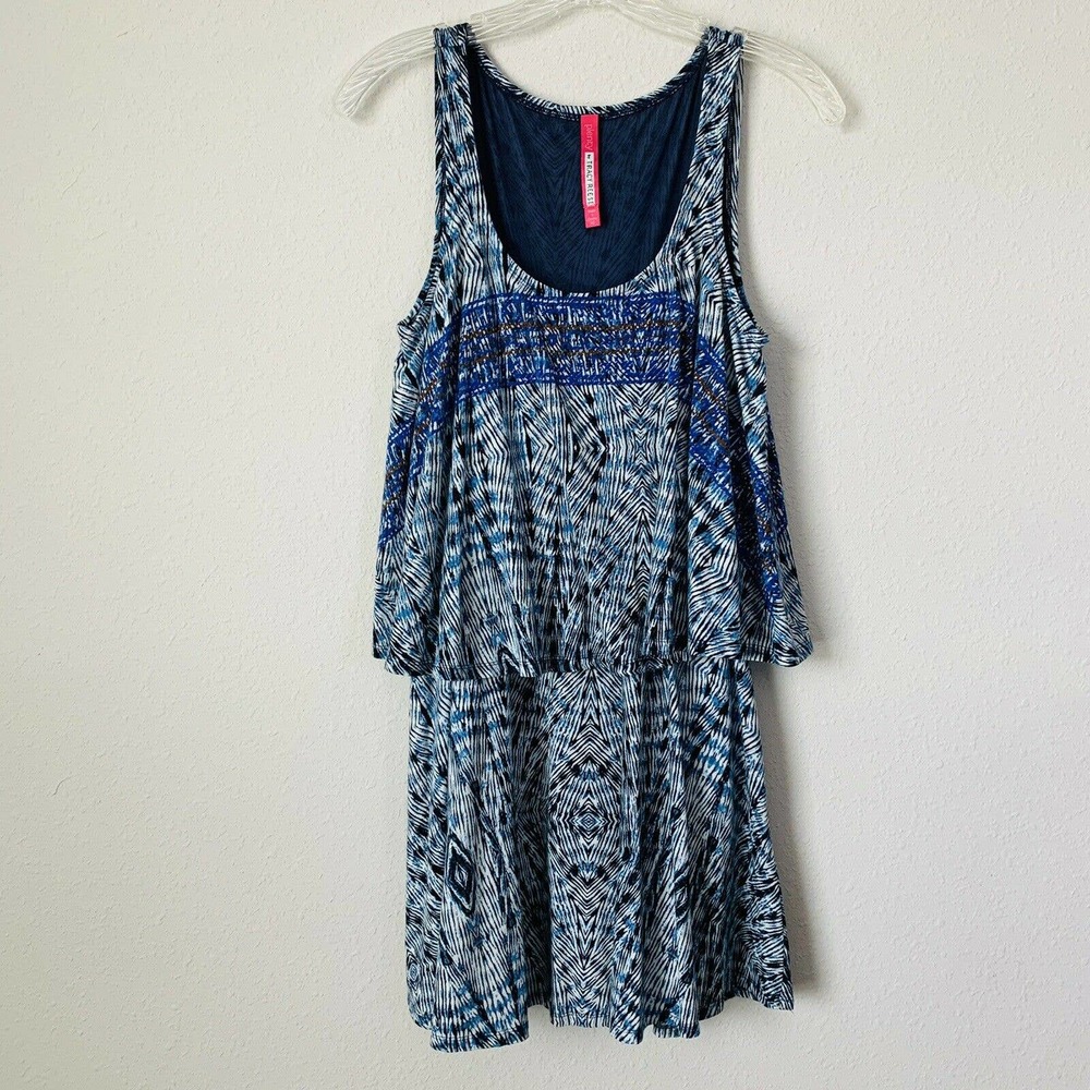 Plenty By Tracy Reese Flyaway Cobalt Blue Geometric Popover Dress